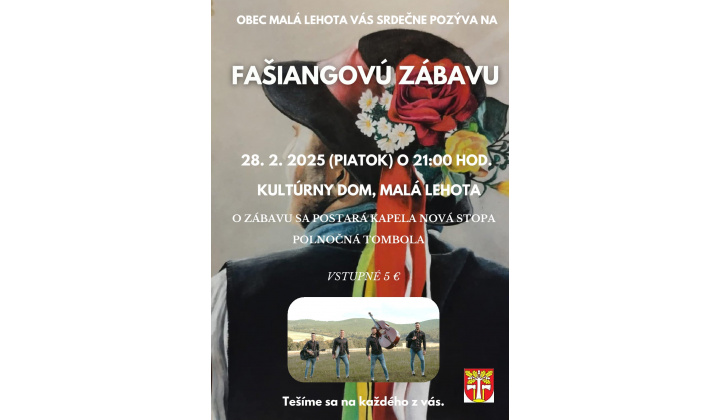 Fašiangová zábava 28.02.2025 o 21:00