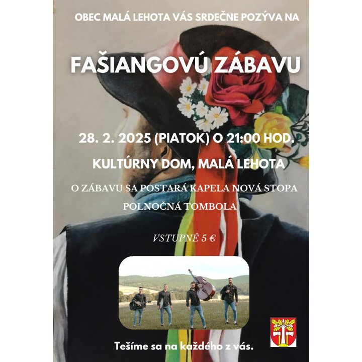 Fašiangová zábava 28.02.2025 o 21:00